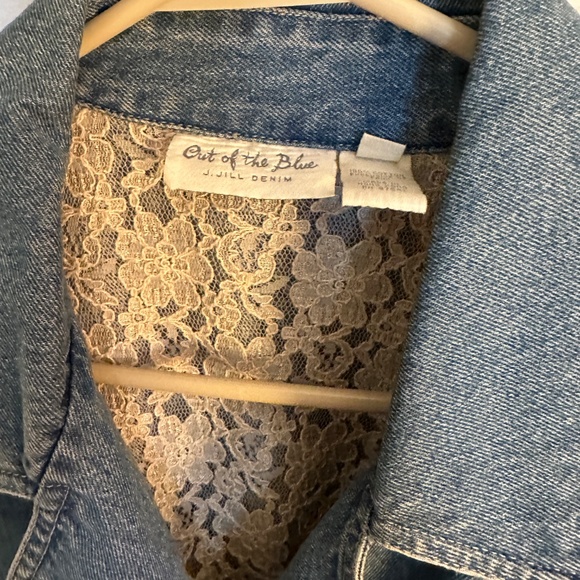 Ladies J. Jill "Out of the Blue" Denim Jacket W/Inner Lace Gathered Back MED - Picture 14 of 16